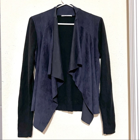 T TAHARI Velvet open Front Long Sleeve Waterfall Sweater Cardigan Womens size M - Picture 1 of 10